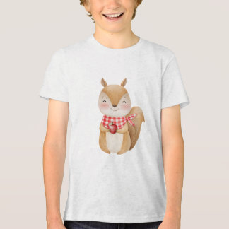 T-shirt En Tri-matière Cute Watercolor Squirrel Holding Apple Illustratio