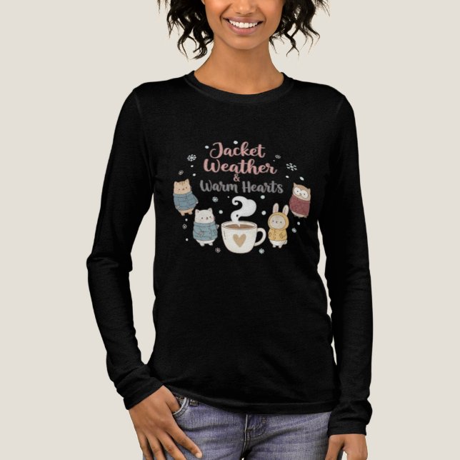 T-shirt En Tri-matière Cute Winter Animals Jacket Weather Coffee Lover Gi (Recto)