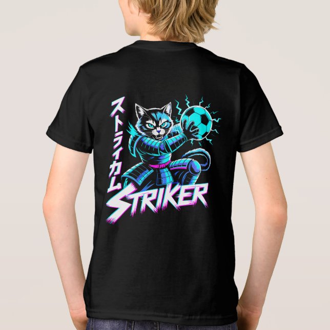 T-shirt En Tri-matière Cyberpunk Samurai Striker Cat For Gamers & Soccer  (Verso)