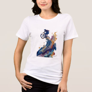 T-shirt En Tri-matière Cycliste Abstrait en VTT Art à l'Encre Fluide et