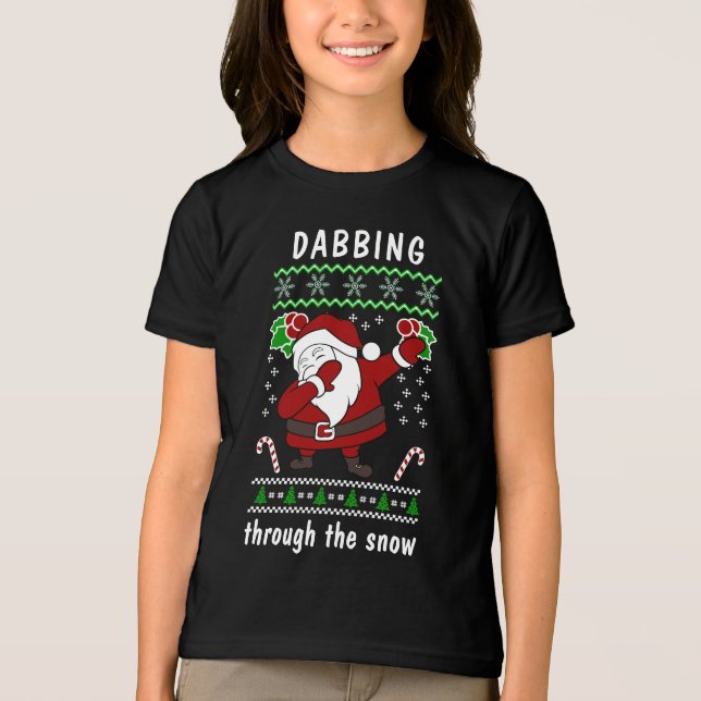 T-shirt En Tri-matière Dabbing through the Snow Christmas (Recto)
