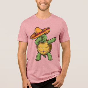 T-shirt En Tri-matière Dabbing Tortue Sombrero Vintage Vector Design_1