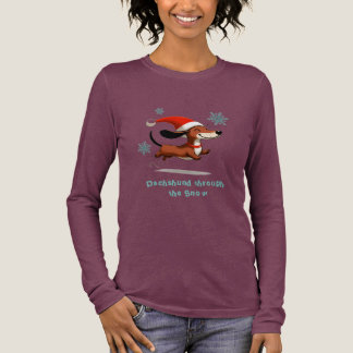 T-shirt En Tri-matière Dachshund dans la neige chiot chien de Noël