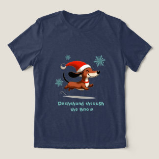 T-shirt En Tri-matière Dachshund dans la neige chiot chien de Noël
