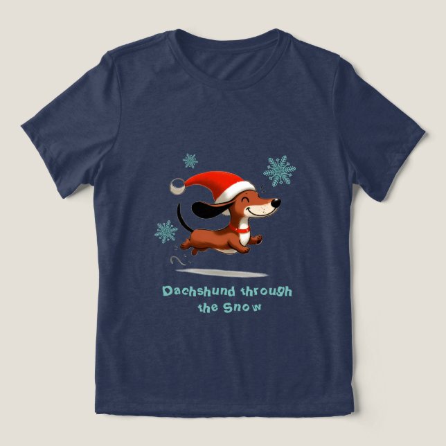 T-shirt En Tri-matière Dachshund through the Snow puppy dog Christmas (Design Recto)