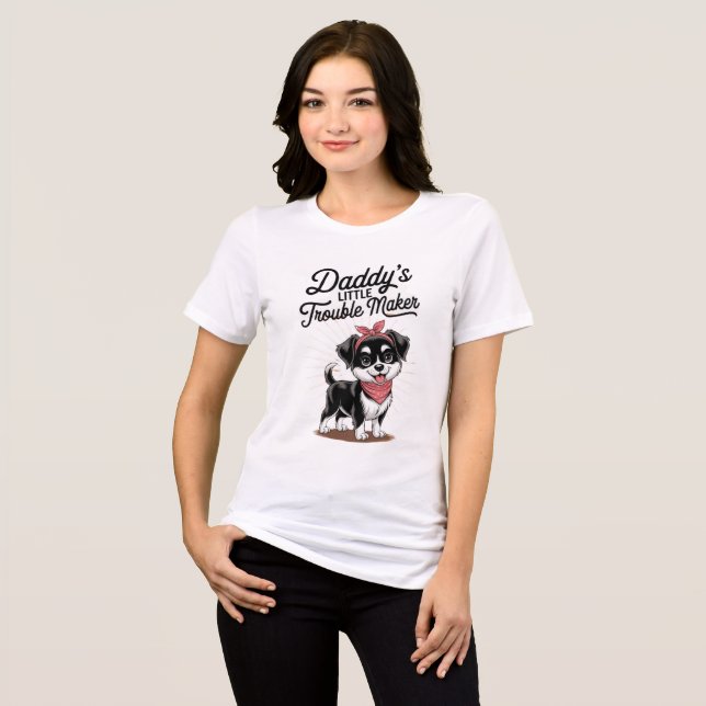 T-shirt En Tri-matière Daddy’s Little Trouble Maker – Cute Pup Edition (Recto plein)