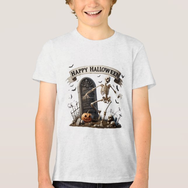 T-shirt En Tri-matière Dancing Skeleton Halloween Design (Recto)