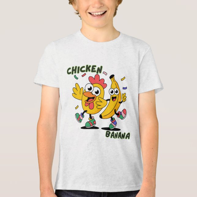 T-SHIRT  EN TRI-MATIÈRE DANSE DU POULET BANANE (Recto)