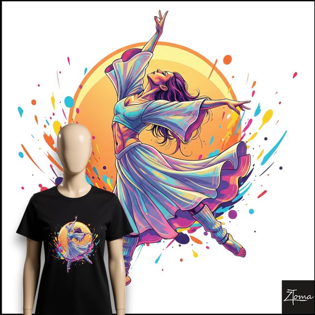 T-shirt En Tri-matière Danseuse Éthérée Jupe Fluide Art Néon (Créateur téléchargé)