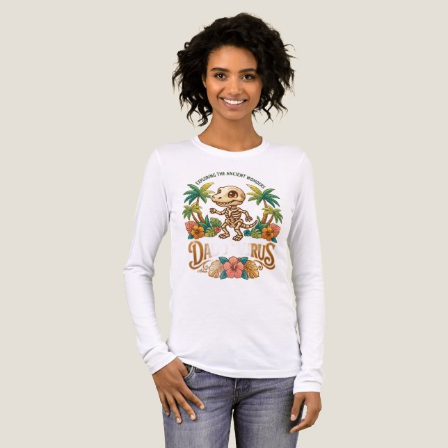 T-shirt En Tri-matière Darius squelette dinosaure manches longues (Recto complet)