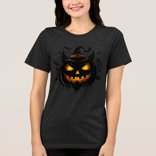 T-shirt En Tri-matière Dark Witch Pumkin with Glowing Eyes (Recto)