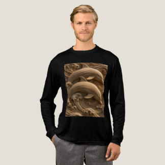 T-shirt En Tri-matière Dauphins en bois sculpté Vagues océaniques Graphiq
