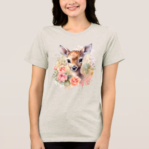 T-shirt En Tri-matière De Beaux Cerfs Entourés De Roses