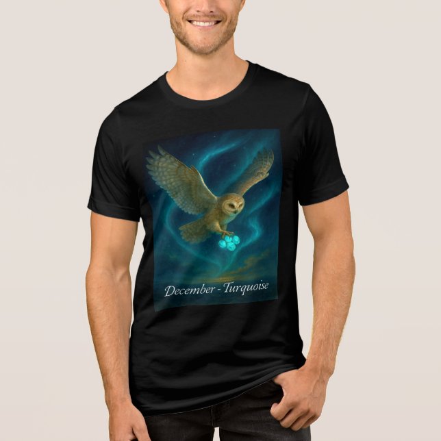 T-shirt En Tri-matière Décembre Turquoise - Chouette céleste (Recto)