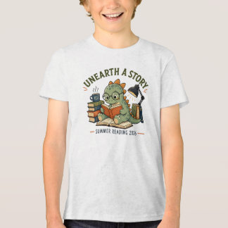T-shirt En Tri-matière Décoration de journal d'histoire de dinosaure mign