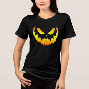 T-shirt En Tri-matière Dégradé du visage du Citrouille Jack-o'-lantern