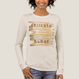T-shirt En Tri-matière "Délicat Humain" Tan Brown Pale Jaune Design