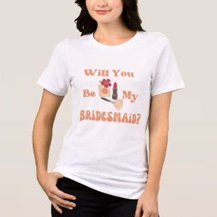T-shirt En Tri-matière demande de demoiselle d'honneur rétro orange chic