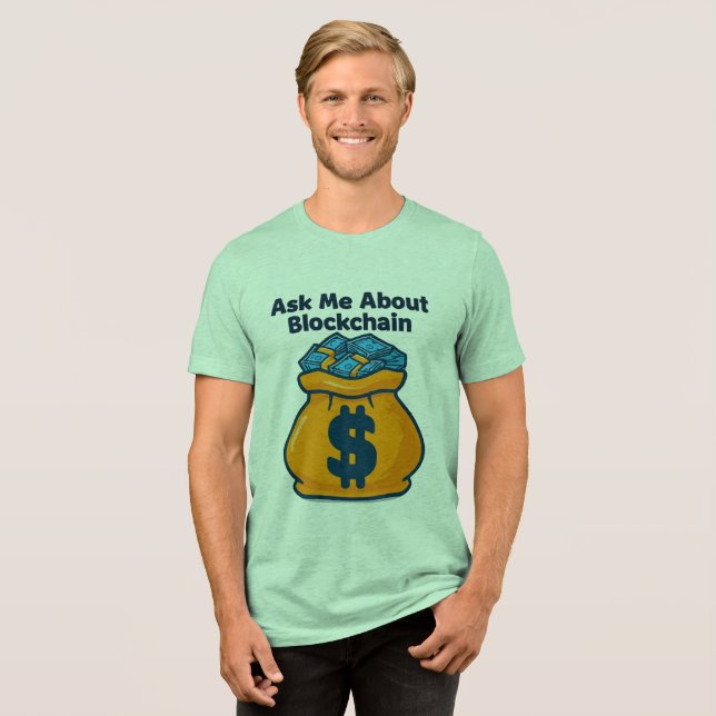 T-shirt En Tri-matière Demandez-moi à propos de Blockchain : Bold Tech De (Recto plein)