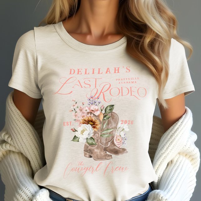 T-shirt En Tri-matière Derniers Boots Chic de Cowgirl pour un Rodéo Maria (Last Rodeo Chic Cowgirl Boots Western Bridal Party Tri-Blend Shirt)