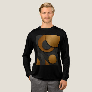 T-shirt En Tri-matière Design abstrait géométrique noir et or de luxe