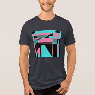 T-shirt En Tri-matière Design Abstrait rose Turquoise noir