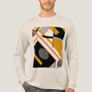 T-shirt En Tri-matière Design d'art géométrique en diagonale gris-noir or