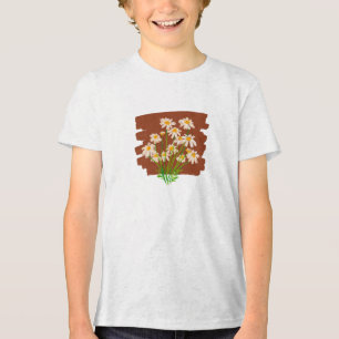 T-shirt En Tri-matière Design floral rustique sur arrière - plan brun