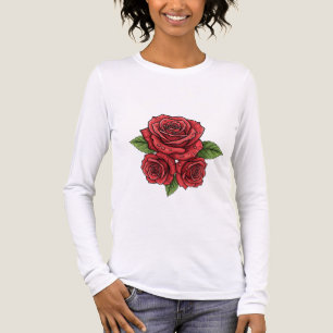 T-shirt En Tri-matière Design Rose élégant