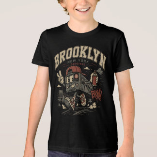 T-shirt En Tri-matière Dessin animé vintage du métro de Brooklyn New York