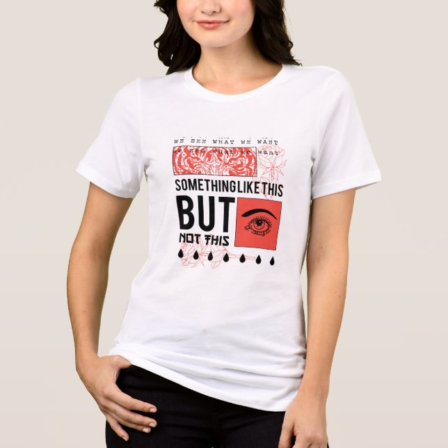 T-SHIRT  EN TRI-MATIÈRE DESSIN INCROYABLE DE FLEUR ET D'ŒIL (Recto)