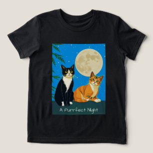 T-shirt En Tri-matière Deux chats sous la Pleine lune