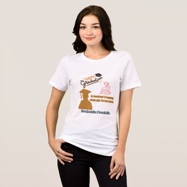 T-shirt En Tri-matière Devise de Benjamin Franklin blanche (Recto plein)