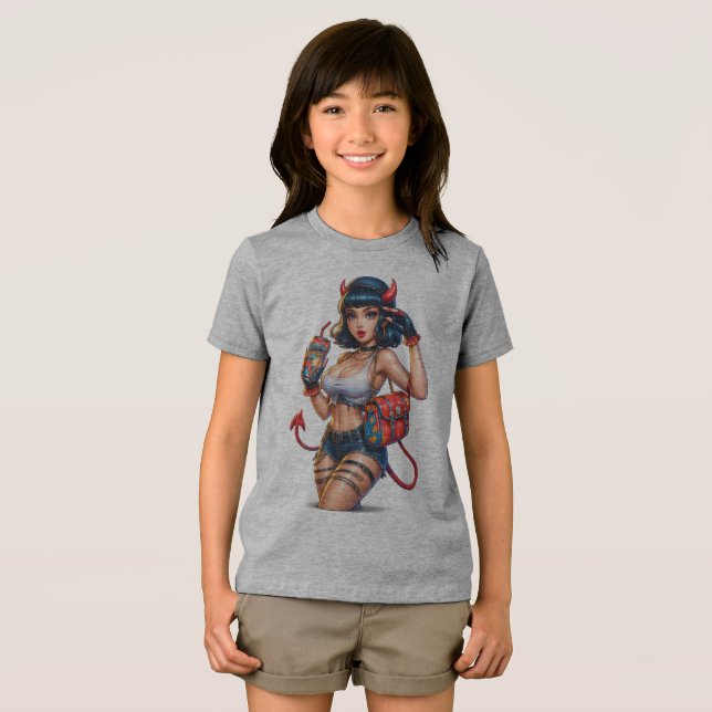 T-shirt En Tri-matière Diable Energy Girl Graphic Tee - Edgy Anime Street (Recto plein)