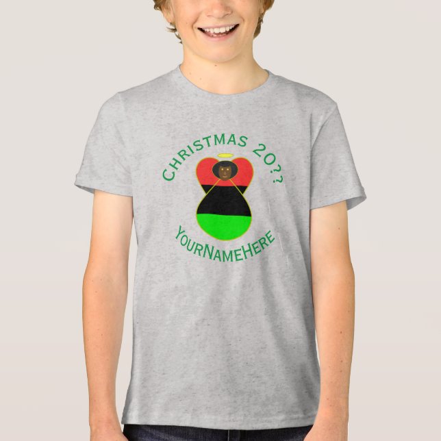 T-shirt En Tri-matière Diaspora africaine Angel Noël Drapeau personnalisé (Recto)