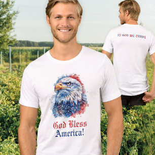 T-shirt En Tri-matière Dieu Béni Amérique Aigle Étoiles Rouge Blanc Et Bl