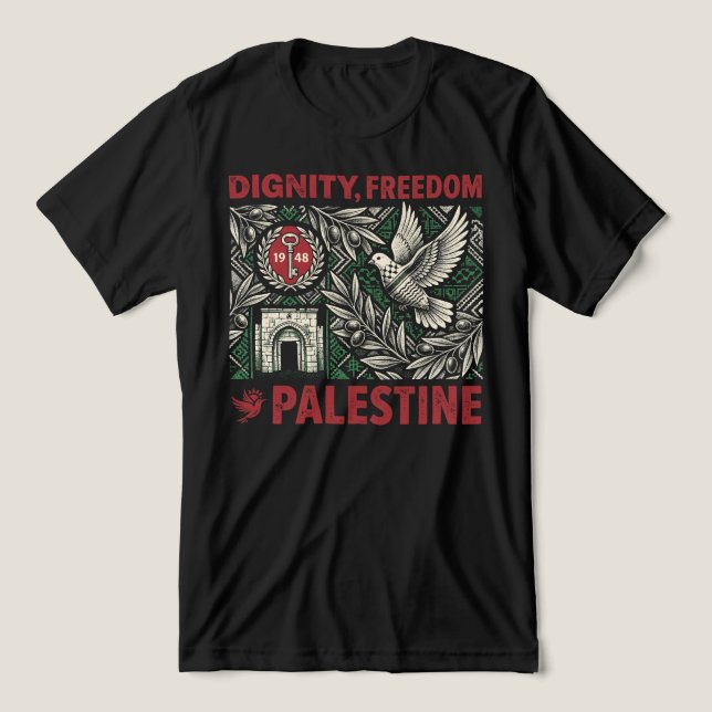 T-shirt En Tri-matière Dignity, Freedom, Palestine (Design Recto)