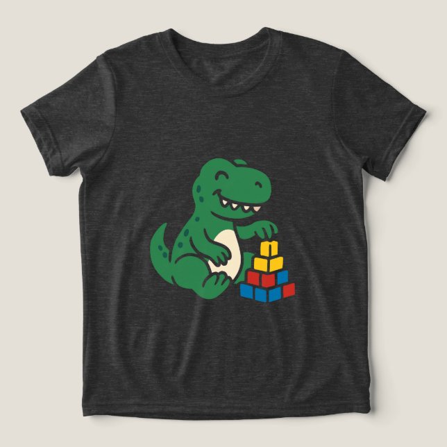 T-shirt En Tri-matière Dino Building Blocks Fun (Design Recto)