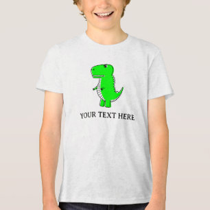 T-shirt En Tri-matière Dinosaure Vert Cute Texte Personnalisé