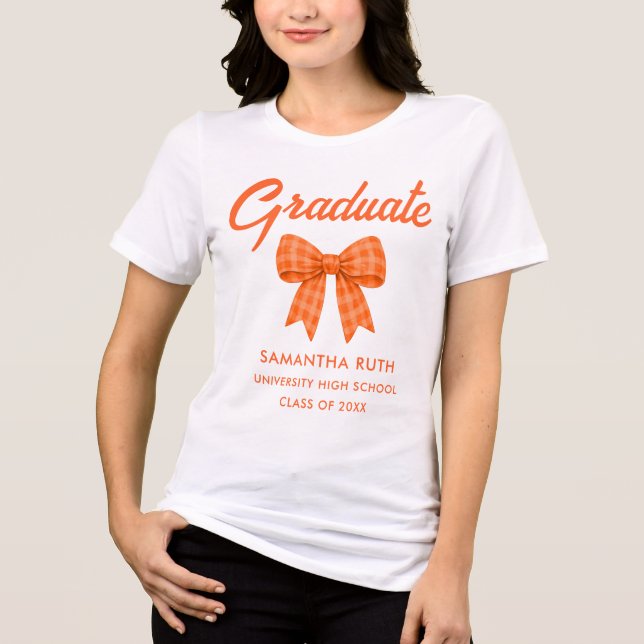 T-shirt En Tri-matière Diplôme à noeud Gingham Orange (Recto)