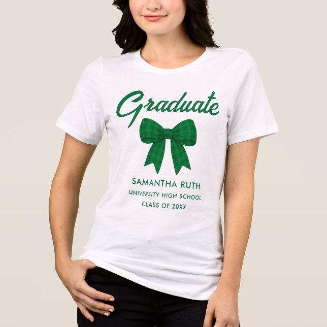 T-shirt En Tri-matière Diplôme à Nœud Papillon Gingham Vert (Recto)