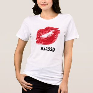 T-SHIRT EN TRI-MATIÈRE DIRE DES LÈVRES ROUGES