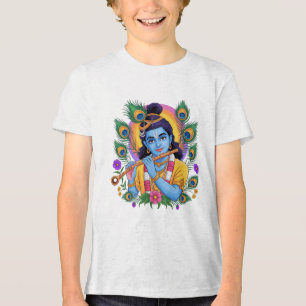T-shirt En Tri-matière Divin Seigneur Krishna jouant de la flûte avec une