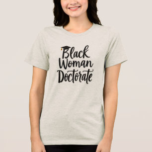 T-shirt En Tri-matière Doctorat Femme Noire - Donner du pouvoir à la typo