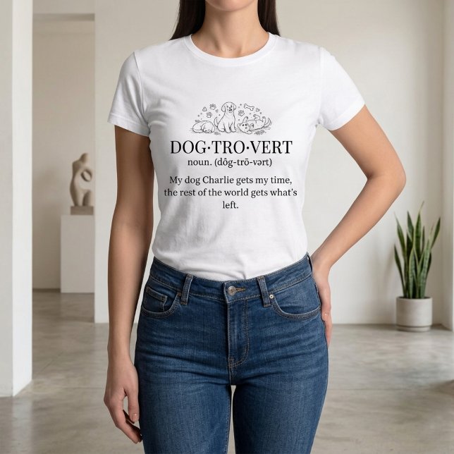 T-shirt En Tri-matière Dogtrovert Funny Text Personalized Dog Mom (Créateur téléchargé)