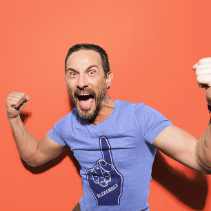 T-shirt En Tri-matière Doigt en mousse de sport bleu personnalisé