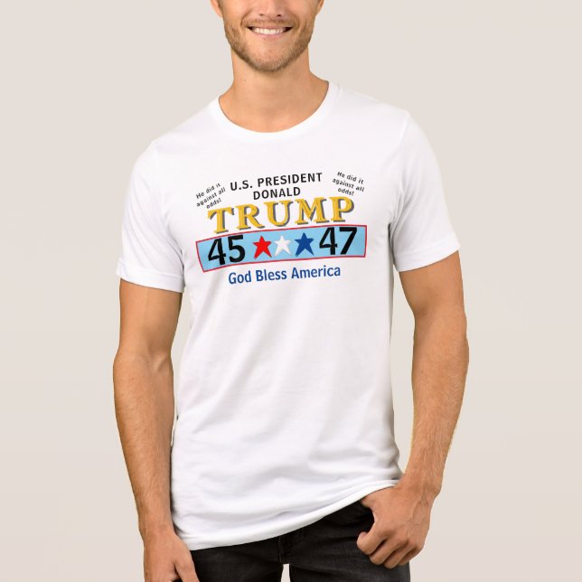 T-shirt En Tri-matière Donald Trump 45 47 Rouge Blanc Bleu (Recto)