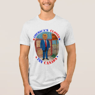 T-SHIRT EN TRI-MATIÈRE DONALD TRUMP - LA FERMETURE DE L’AMÉRIQUE, ESSAYEZ
