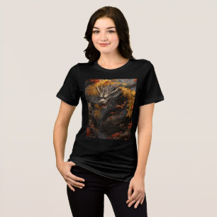 T-shirt En Tri-matière Dragon de la forêt automnale avec feuilles d'érabl