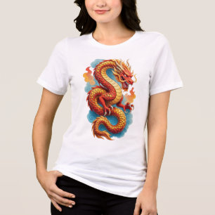 T-shirt En Tri-matière Dragon Rouge Chinois Illustration Fougueuse-67561